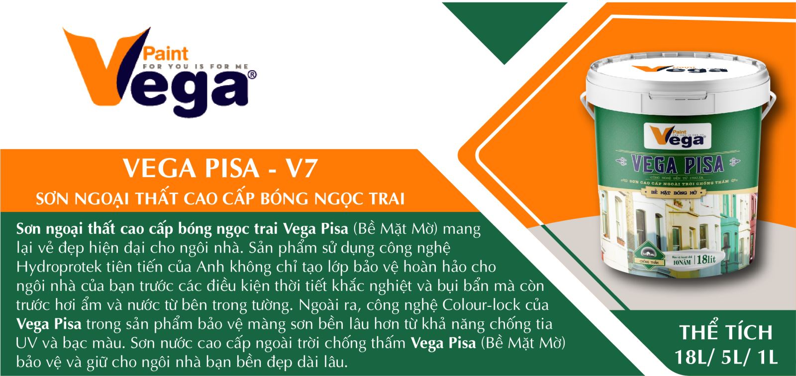 Sơn ngoại thất cao cấp Vega Pisa (Bề mặt bóng mờ)