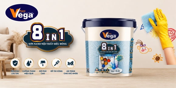 Sơn Nội Thất VEGA 8in1 – Dễ Lau Chùi, Kháng Khuẩn, Siêu Bóng